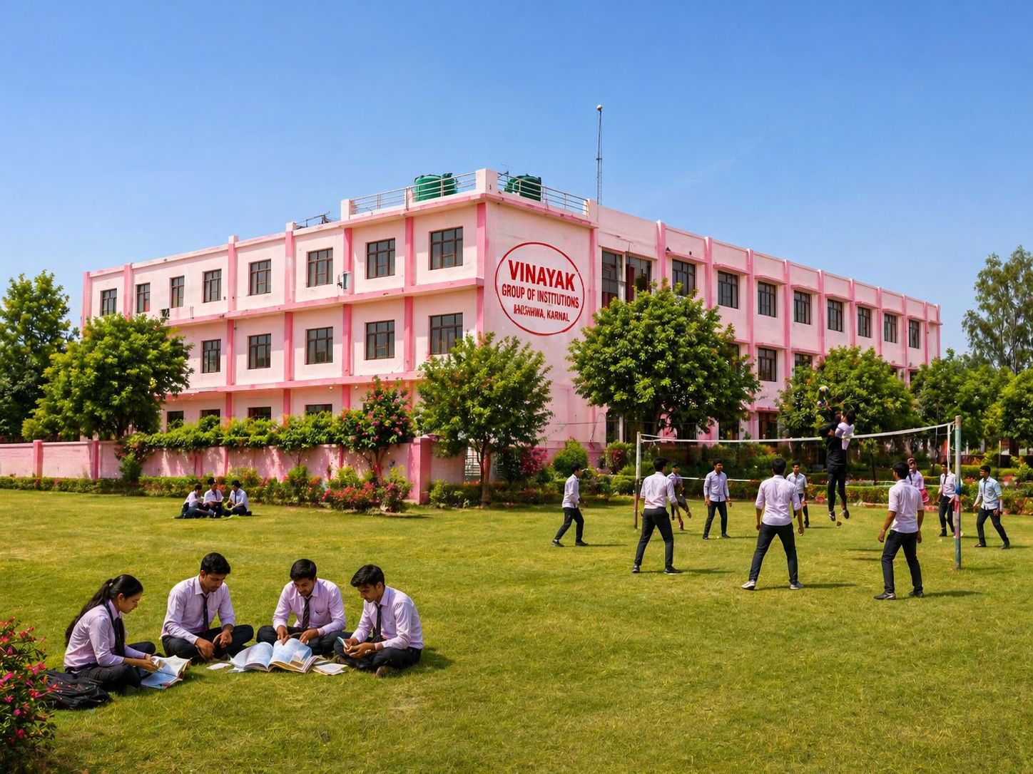 Students on the green campus