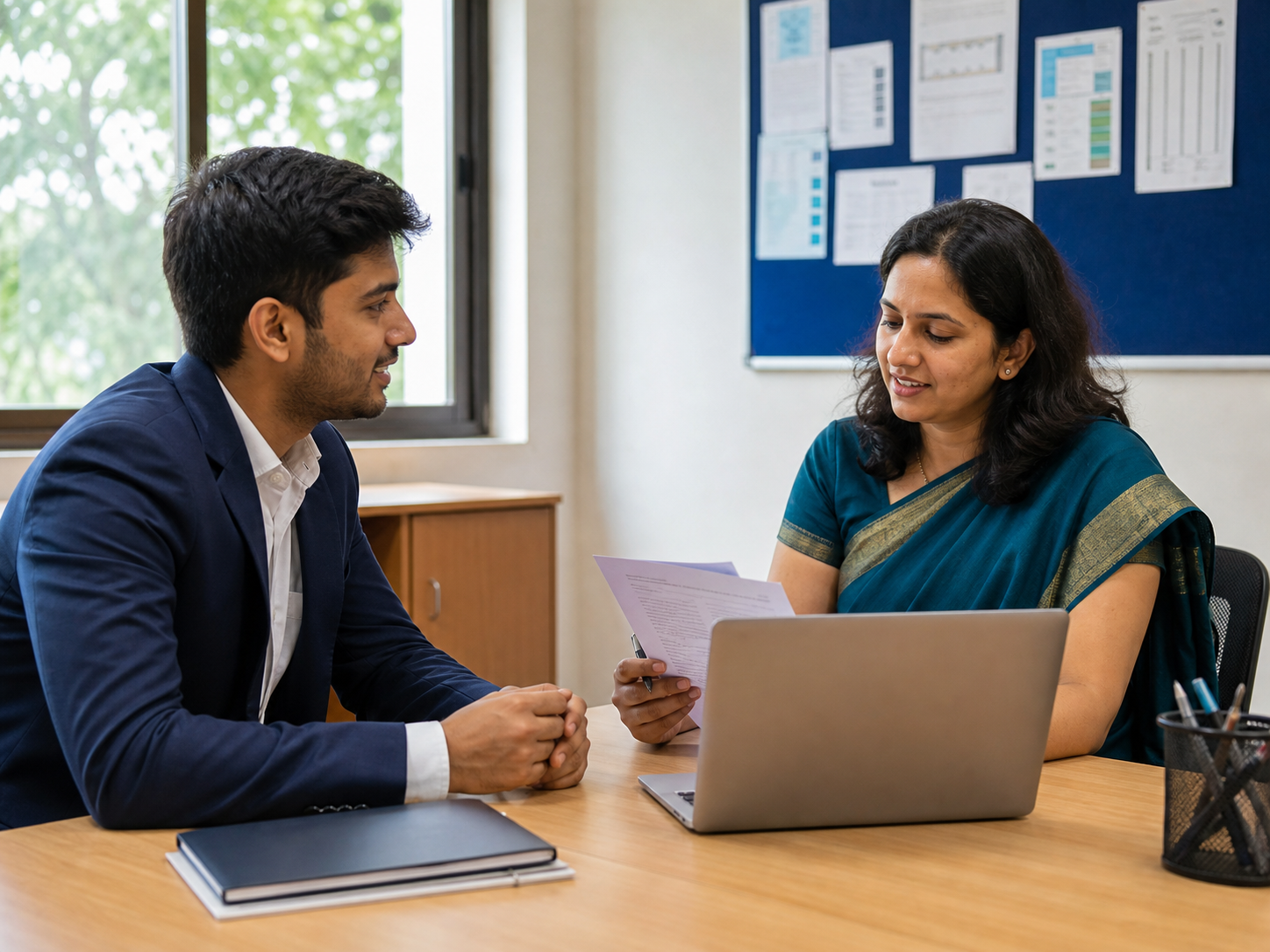 Management student receiving career guidance
